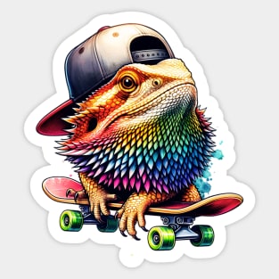 Bearded Dragon Skateboarder Sticker